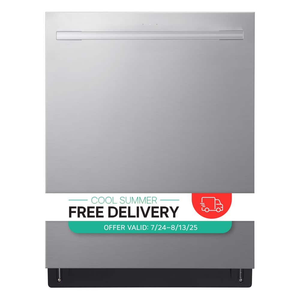 LG 24 in. Top Control Smart Wi-Fi Enabled Dishwasher QuadWash Pro, Dynamic Heat Dry, 3rd Rack in PrintProof Stainless Steel