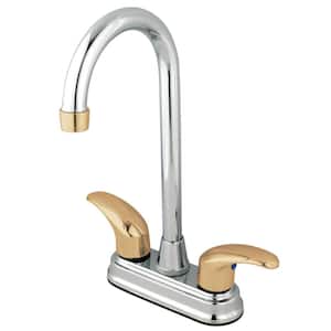 Legacy 2-Handle Deck Mount Gooseneck Bar Prep Faucets in Polished Chrome/Polished Brass