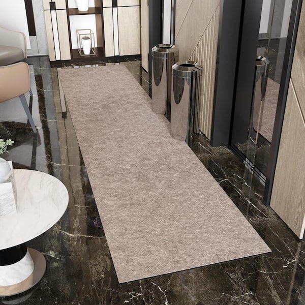 Premium Absorbent Non-Slip Rug Pad, Spill Protection and Floor Safety 3 ft. X 23 ft. Polyester Garage Flooring, Beige