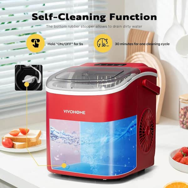 VIVOHOME 11.6 in. 26lb. Electric Portable Ice Maker with Handle, Hand Scoop  and 10 Ice Bags in Red wal-VH1179US-RE - The Home Depot