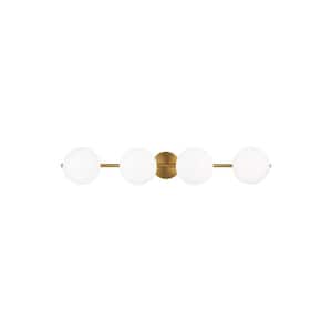 Lune 37.3 in. 3-Light Burnished Brass Bathroom Vanity Light with Milk White Glass Shades