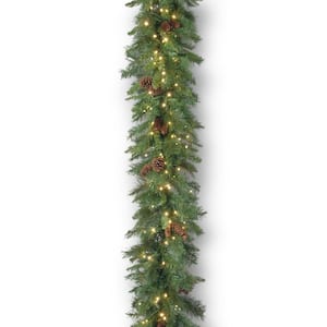 9 ft. Garwood Spruce Garland with Warm White LED Lights