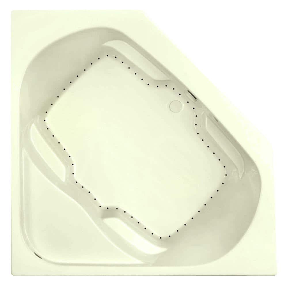 Cavalcade 60 in. Acrylic Center Drain Corner Drop-In Air Bath Tub in Biscui