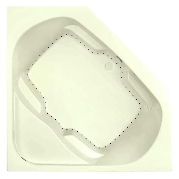 Aquatic Cavalcade 60 in. Acrylic Center Drain Corner Drop-In Air Bath Tub in Biscuit Pump