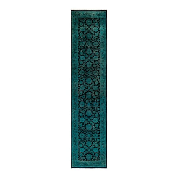 Overdyed Green 2 ft. 7 in. x 11 ft. Wool Indoor Area Rug