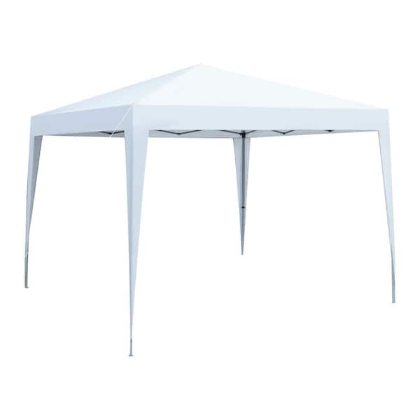 Amucolo 10 ft. x 10 ft. Outdoor White Pop Up Gazebo Canopy Tent with 4pcs Weight Sand Bag and Carry Bag