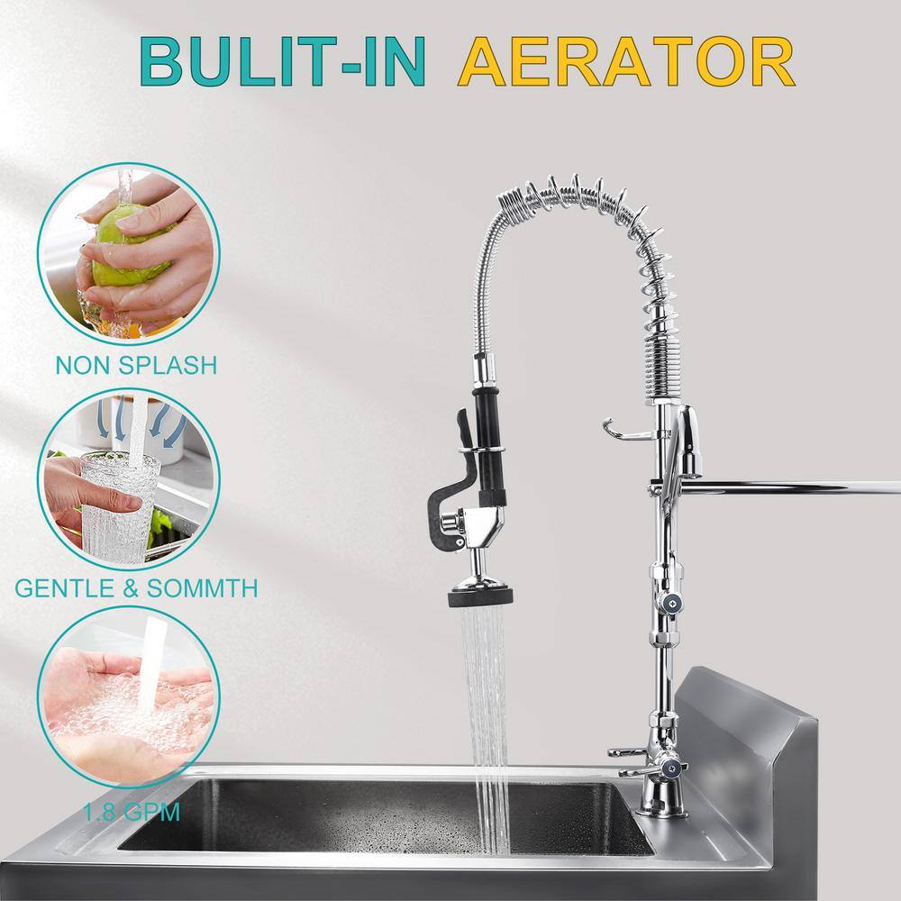 Chrome Triple Handle Pull Down Sprayer Kitchen Faucet