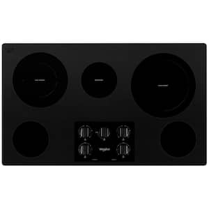 36 in. Radiant Electric Ceramic Glass Cooktop in Black with 5 Elements including Two Dual Radiant Elements
