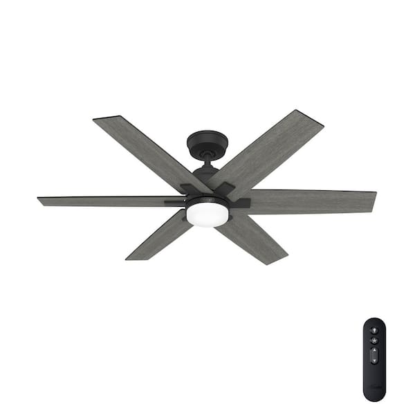 Hunter Aeropress 52 in. Integrated LED Indoor Matte Black Ceiling Fan with Remote Included