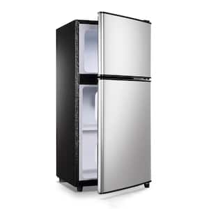 3.5 cu. ft. Compact Refrigerator Mini Fridge in Silver with Freezer and 2-Doors