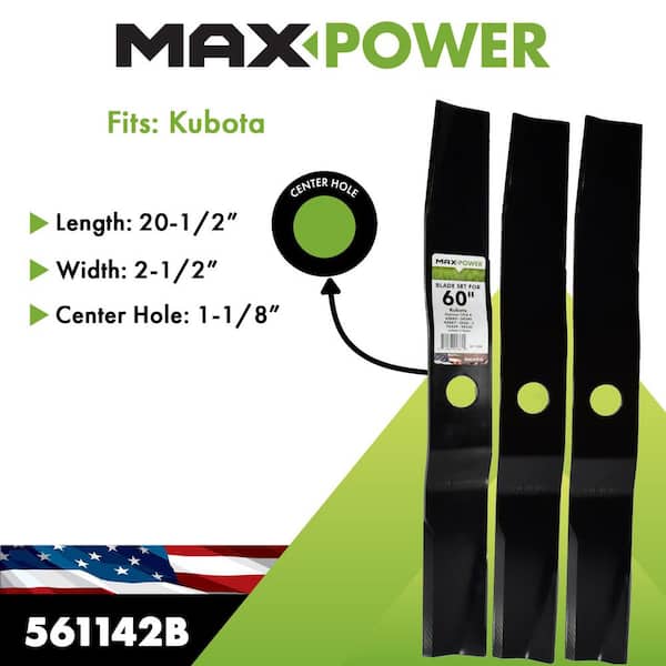 MaxPower 3 Blade Set for Many 60 in. Cut Kubota Mowers Replaces