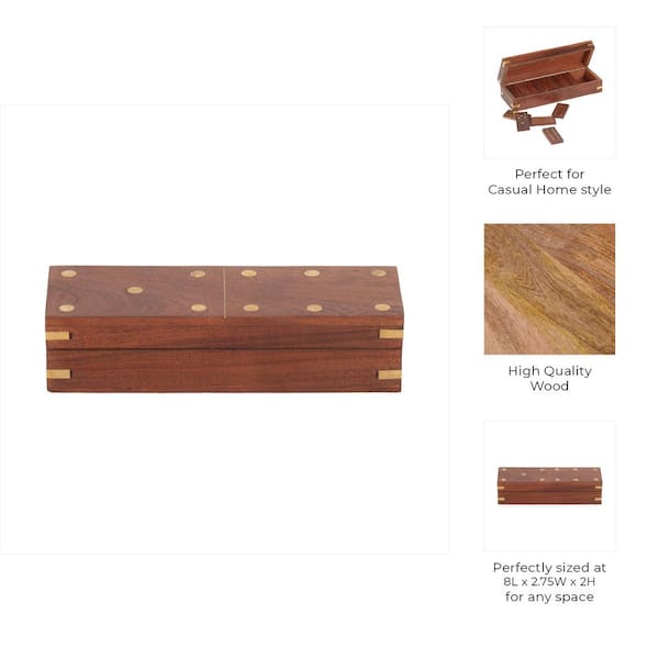 Liv & Skye Brown 8 in. x 2 in. Wood Solid Domino Game Set with
