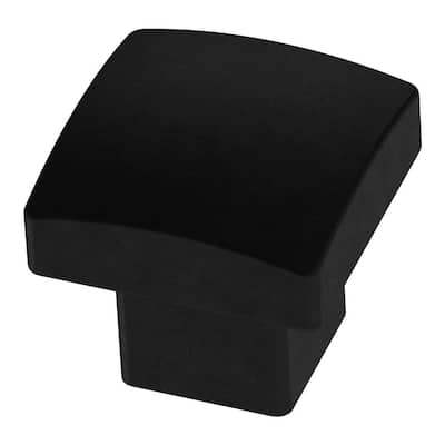 Simply Geometric 1-1/8 in. (28 mm) Matte Black Square Cabinet Knob