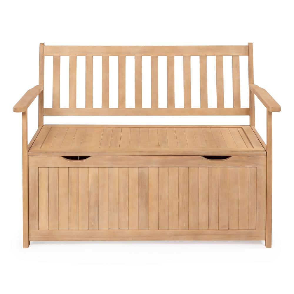 Sophie 48" Light Teak Acacia Wood Storage Bench