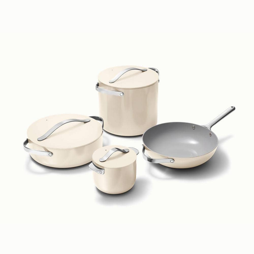 CARAWAY HOME Cookware+ 8-Piece Ceramic Nonstick Cookware Set in Cream