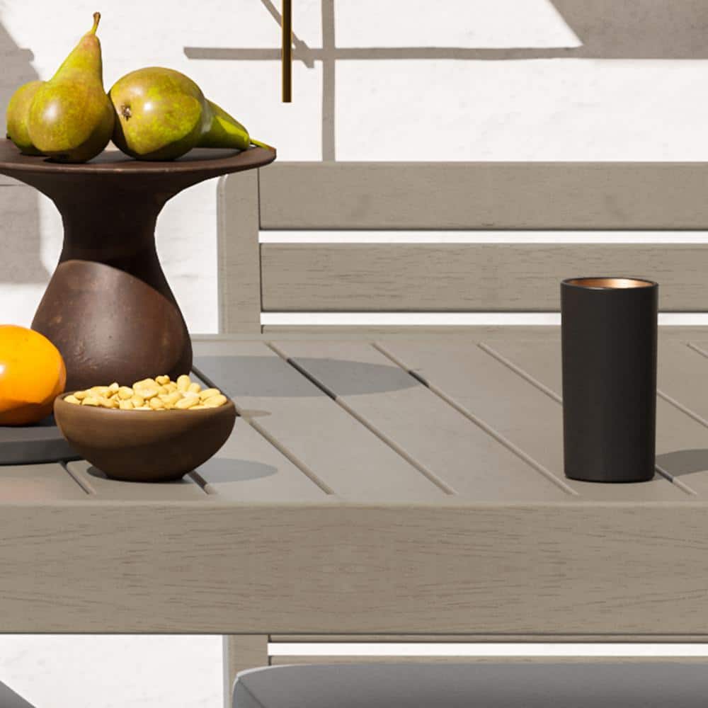 Gray Acacia Wood Outdoor Dining Set with Cushions, 6 Person