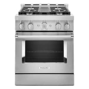 30 in. 4.1 cu. ft. Smart Commercial-Style Gas Range with Self-Cleaning and True Convection in Stainless Steel