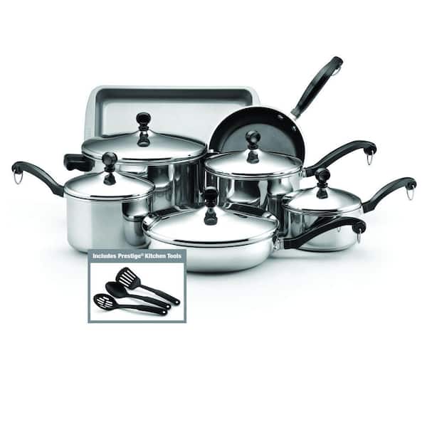 Farberware Classic 12-Piece Stainless Steel Cookware Set with Lids