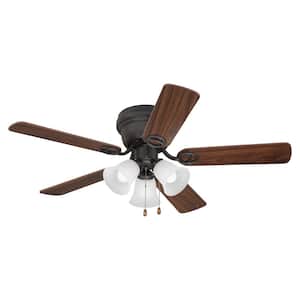 Wyman 42 in. Hugger Indoor 3-Speed 3-Light Oil Rubbed Bronze Finish Ceiling Fan with 3-Light Frosted Glass Light Kit