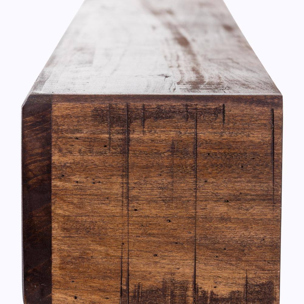 60" Dark Chocolate Stained Poplar Wood Rustic Mantel Shelf