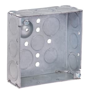 4 in. W x 1-1/2 in. D Steel Metallic Square Box with Nine 1/2 in. KO's, Two 3/4 In. KO's and 6 CKO's (1-Pack)