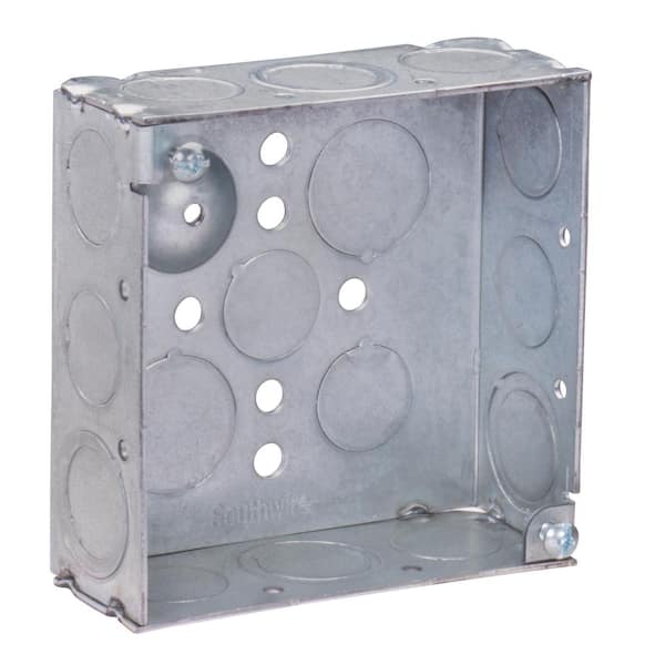 Southwire 4 in. W x 1-1/2 in. D Steel Metallic Square Box with Nine 1/2 in.  KO's