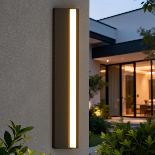 23.2 in. Black Outdoor LED Wall Sconce Light Fixture 3CCT 3000K-5000K
