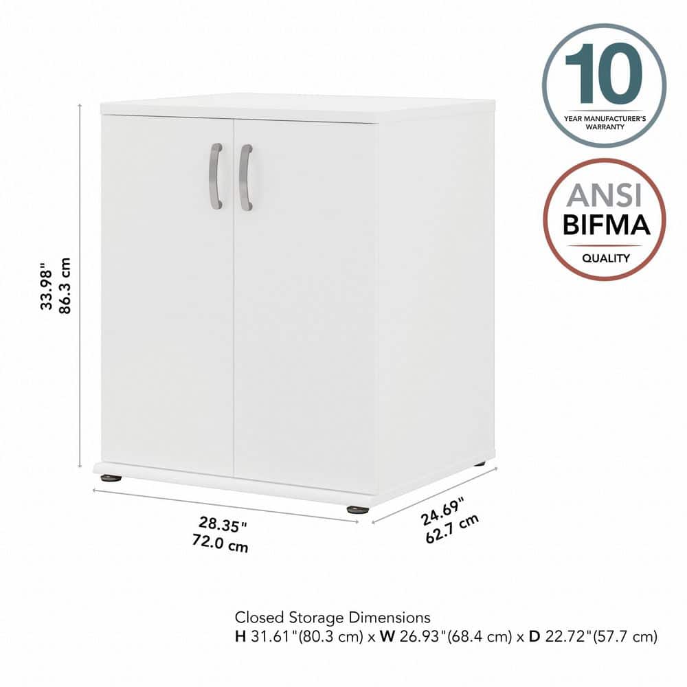 White Engineered Wood Office Storage Cabinet with Adjustable Shelves