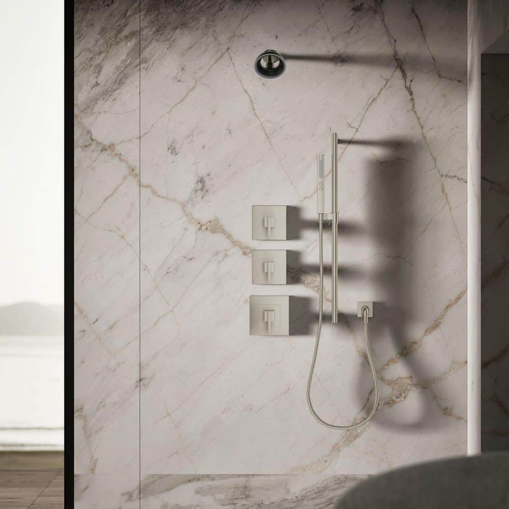 Vibrant Brushed Nickel Adjustable Wall Mounted Showerhead