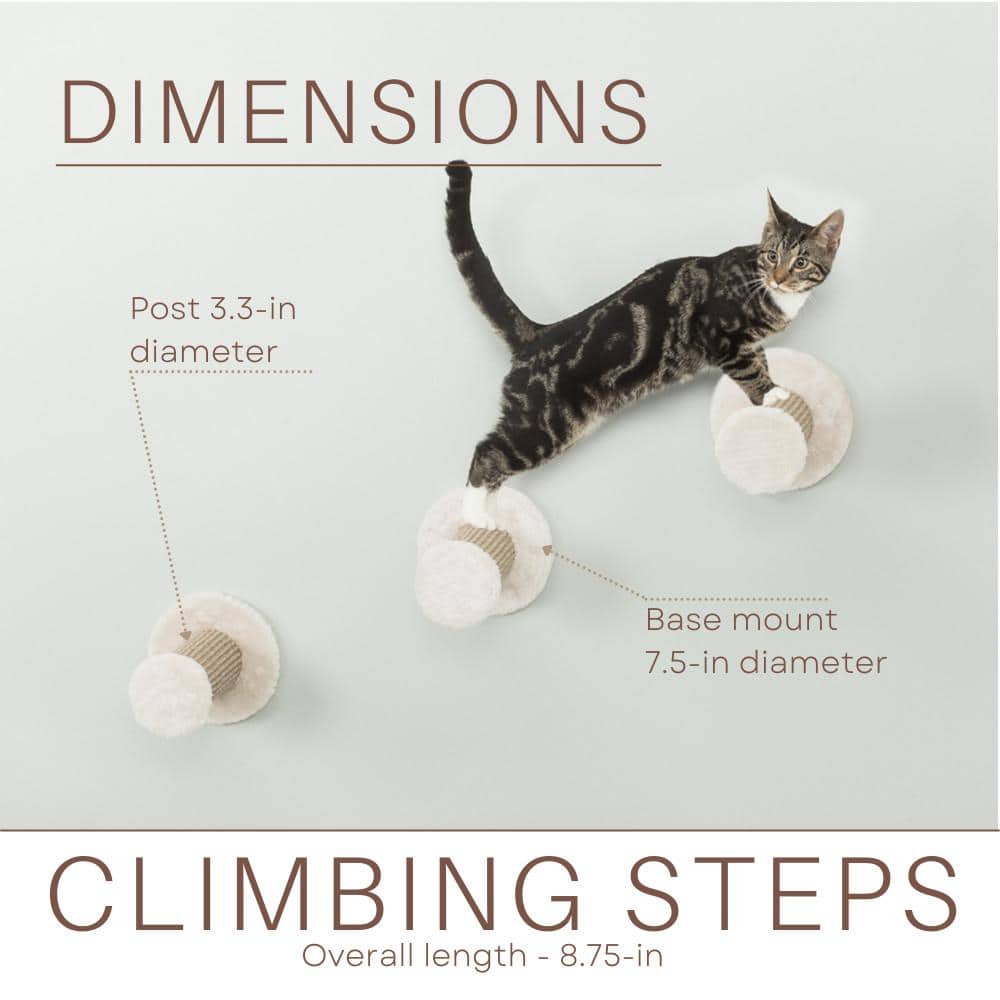 Light Gray and Brown Sisal Wall Mount Cat Climbing Steps