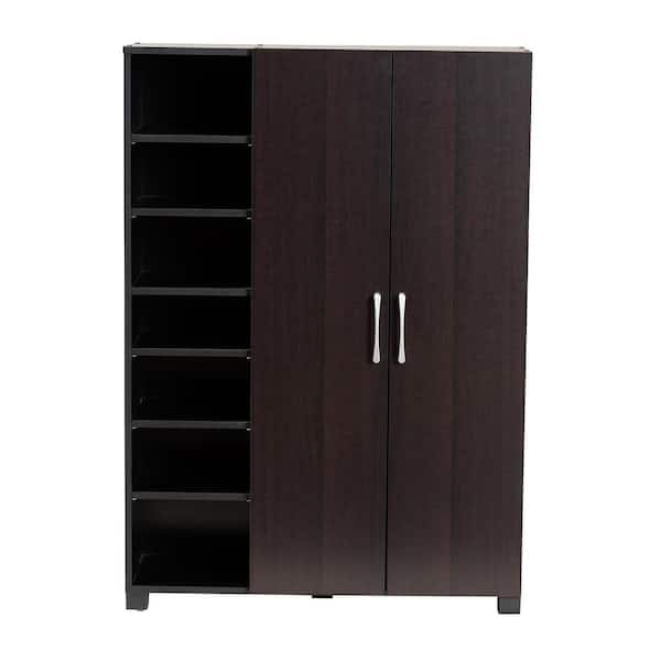 Baxton Studio 49.2 in. H x 34.6 in. W Brown MDF Shoe Storage