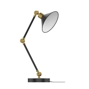 Havenridge 31 in. Electroplated Black Table Lamp with Swing Arm