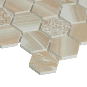 Artistic Elements Onyx 12 in. x 12 in. Hex Inkjet Glazed Glass Mesh-Mounted Mosaic Tile (0.87 sq. ft./Each)