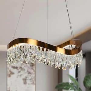 Broderick 1-Light Dimmable Integrated LED Plating Brass Crystal Round Chandelier