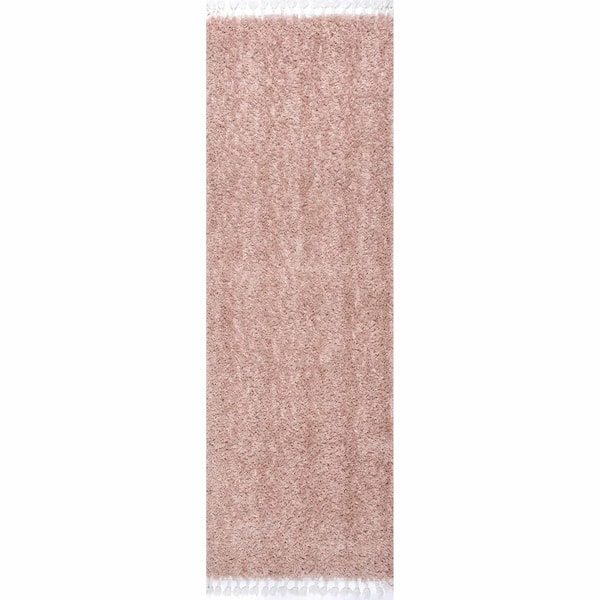StyleWell Casual Plush Neva Pink 2 ft. x 8 ft. Rectangle Indoor Shag Runner Rug