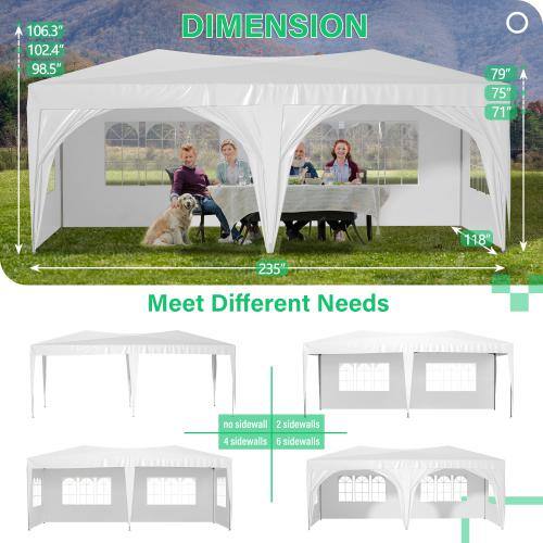 ITOPFOX 10 ft. x 20 ft. White Outdoor Pop-up Canopy Party