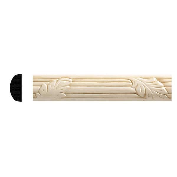 Ornamental Mouldings 1167-4WHW 0.375 in. D x 0.875 in. W x 47.5 in. L Unfinished White Hardwood Leaf Chair Rail Moulding