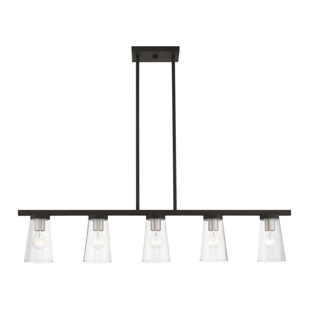 Cityview Contemporary 5-Light Linear Chandelier in Black and Brushed Nickel