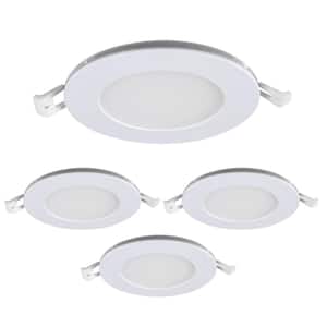 4 in. Integrated LED Selectable CCT Dimmable CEC Tethered J-Box Night Light Canless Recessed Light White Trim, 4-Pack