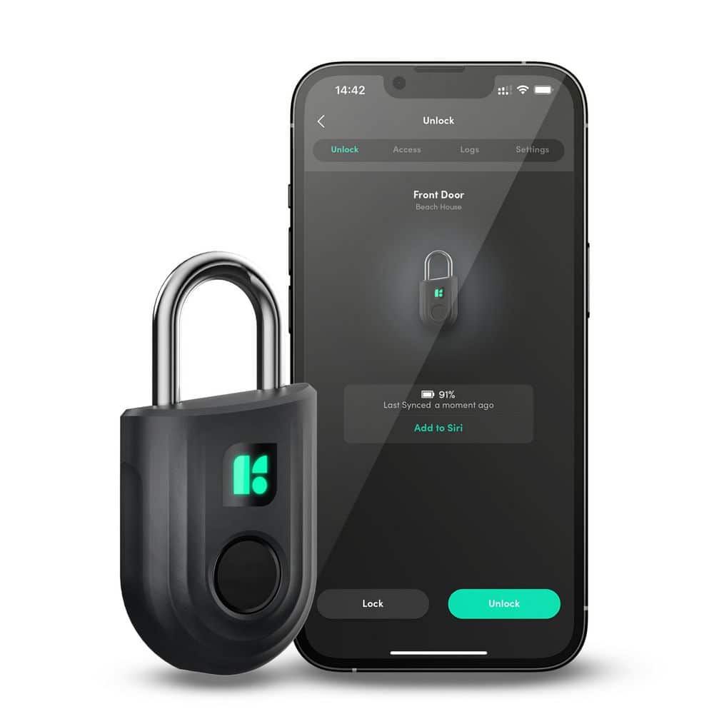 Black Smart Fingerprint Padlock with Mobile App