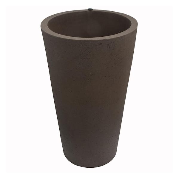 30 in. Tall Crete Plastic Planter, Brownstone