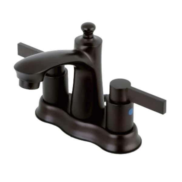 Kingston Brass NuvoFusion 4 in. Centerset Double Handle Bathroom Faucet in Oil Rubbed Bronze