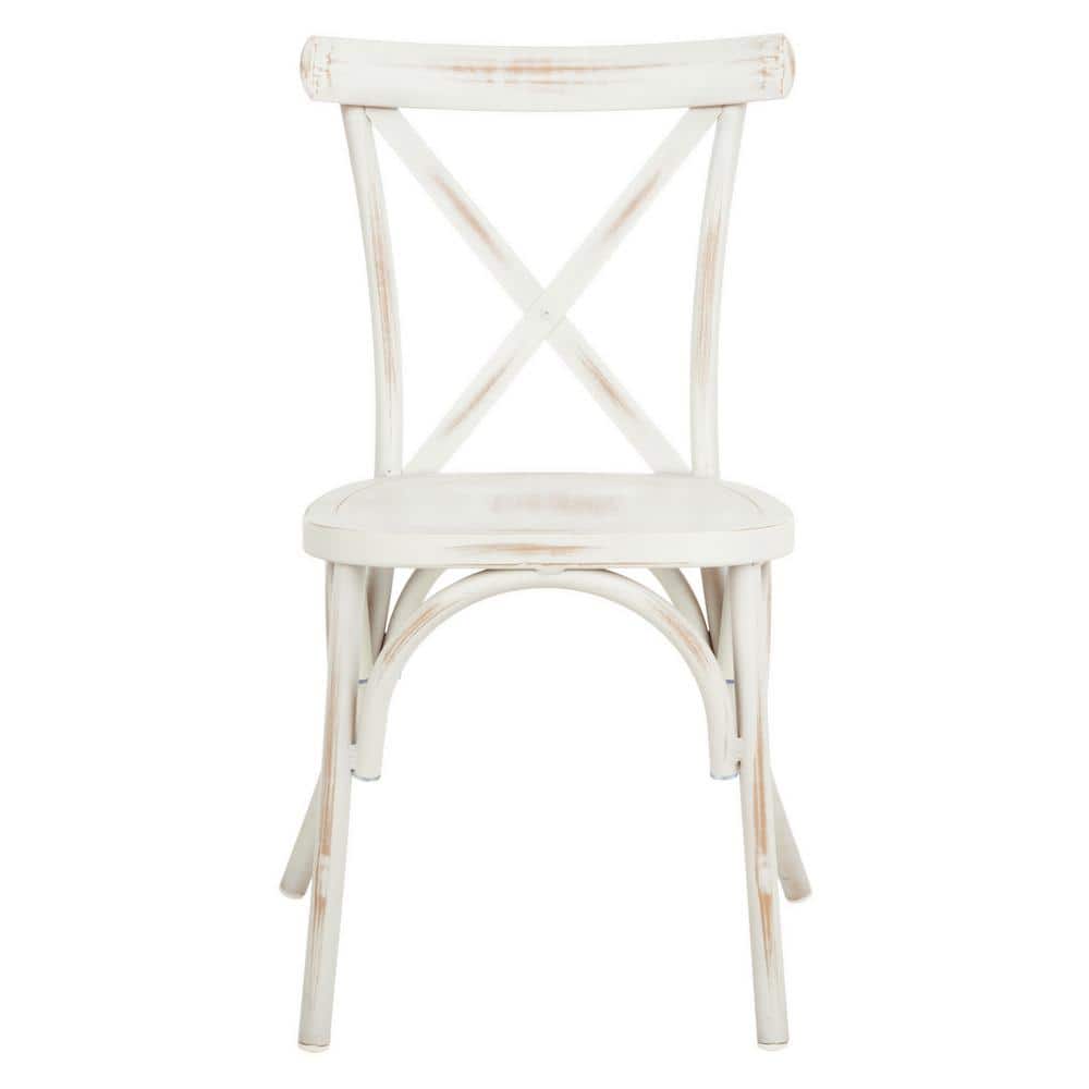 Elia Distressed White Aluminum Outdoor Dining Chair Set