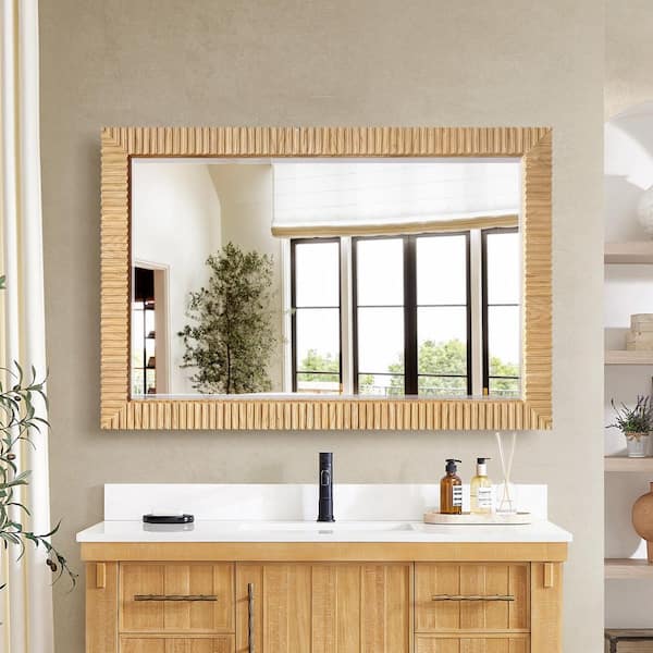 Osaka 47.6 in. W x 31.9 in. H Rectangular Wood Framed Wall Bathroom Art Mirror in Washed Ash Grey