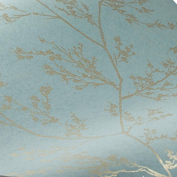 Graham & Brown Springtime Aqua and Gold Removable Wallpaper Sample