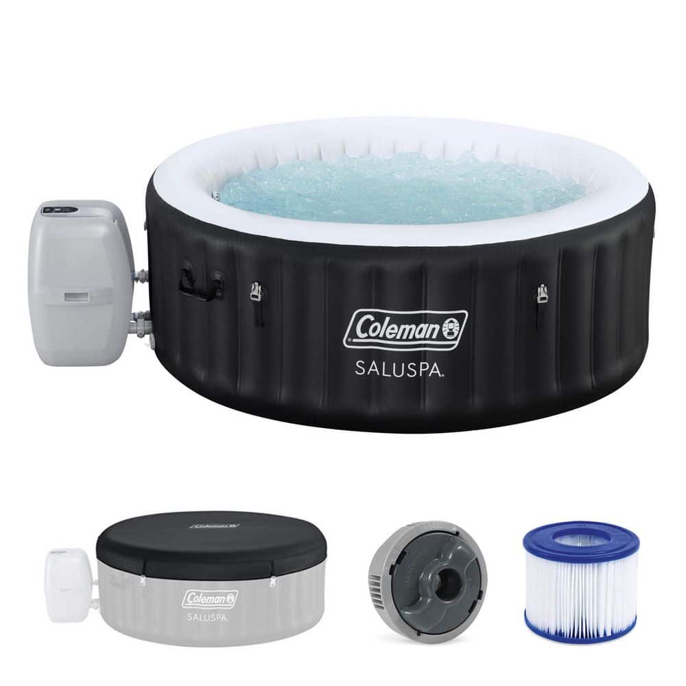 Miami 2-Person 120 Jet 120V Inflatable Hot Tub with AirJets, Energy-Efficient Round Spa 71" x 26"
