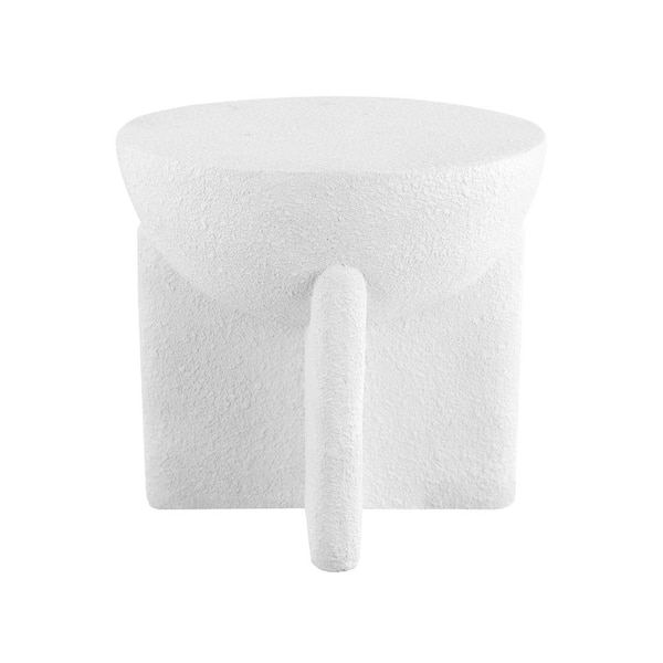 JONATHAN Y Brady 16.25 in. Minimalist Modern Drum Accent Table, White Frosted