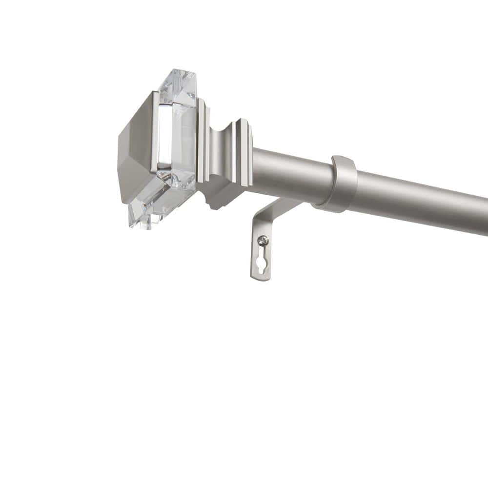 Matte Silver Adjustable Curtain Rod with Acrylic Finials