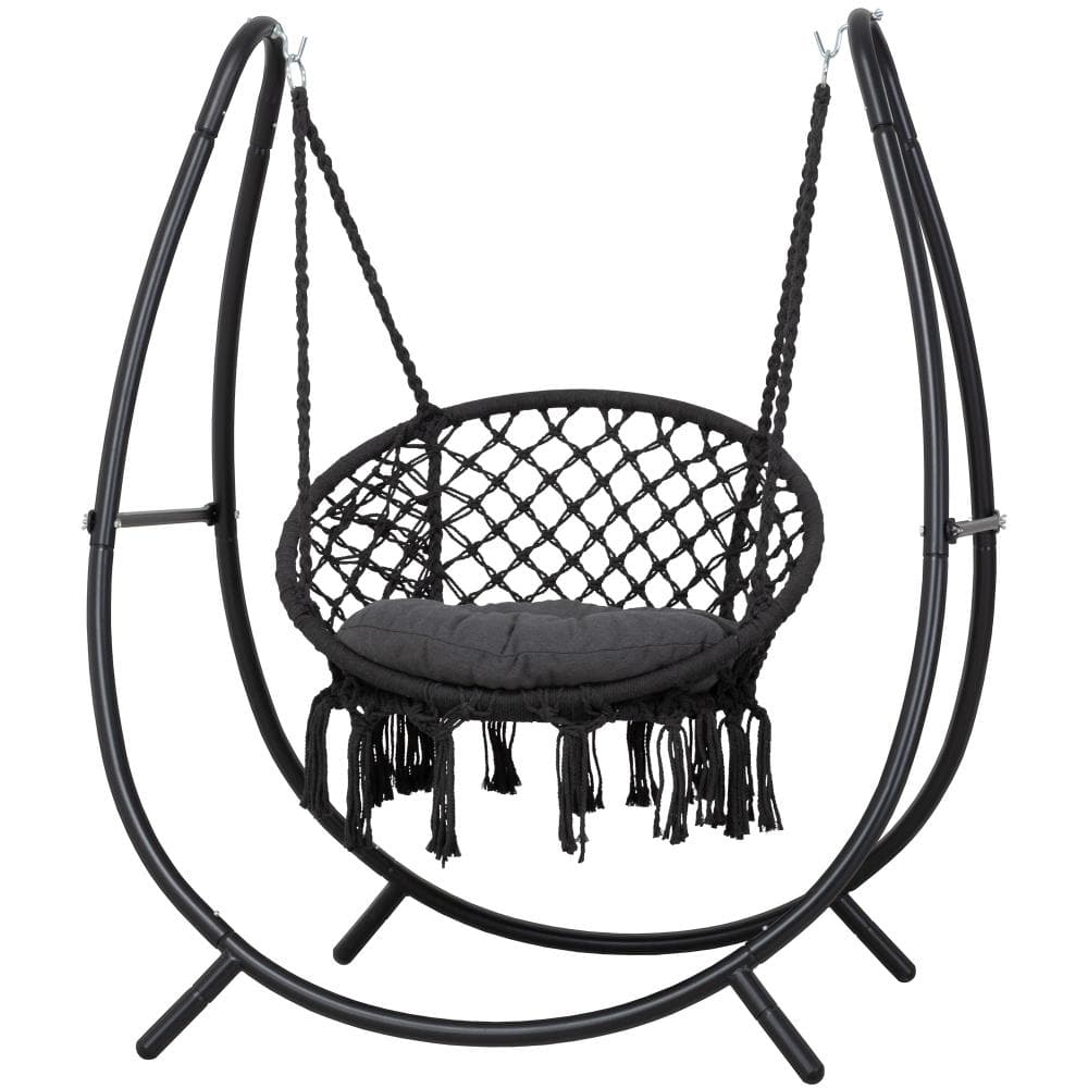Hammock Swing Chair with Free-Standing Steel Frame, Removable Padded Cushion, 400 lb Capacity, 48.43 x 35.83