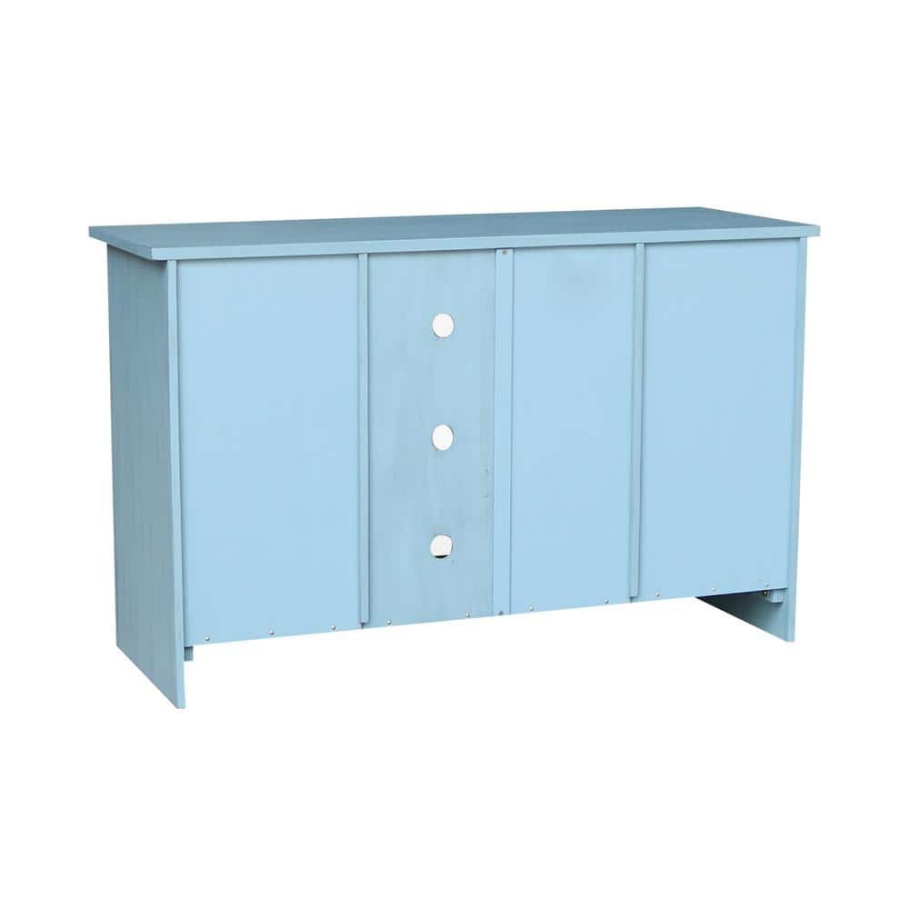 Elegant Gray 53" Solid Para Wood TV Stand with Cabinet Doors
